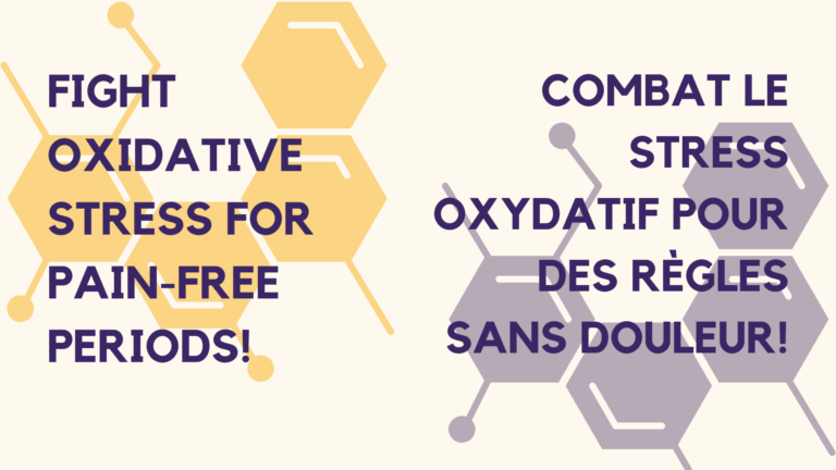 image of two molecules on a beige background. the article is titled: fight oxidative stress for pain free periods!